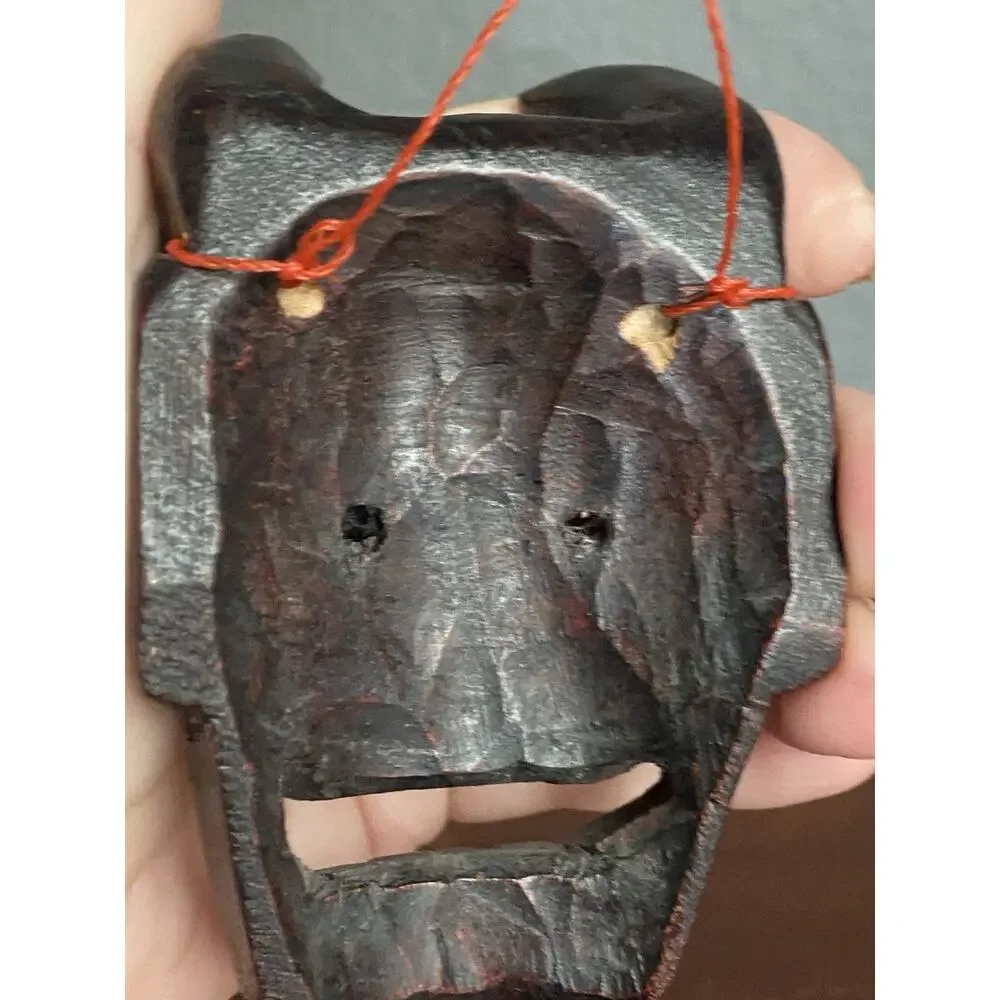 Vintage Japanese Hannya Oni Mask Wood Carved Noh Demon 6